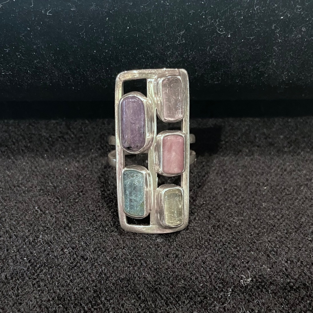Colorful Stone Rectangular Ring